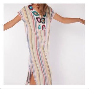 NWT! Vilagello Bretta Crocheted Maxi Kaftan Multicolored Size XS
